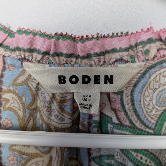 BODEN Romantic Top Women Colorful Blouse Size 2 Silk And Viscose Fabric Loose - Picture 10 of 15